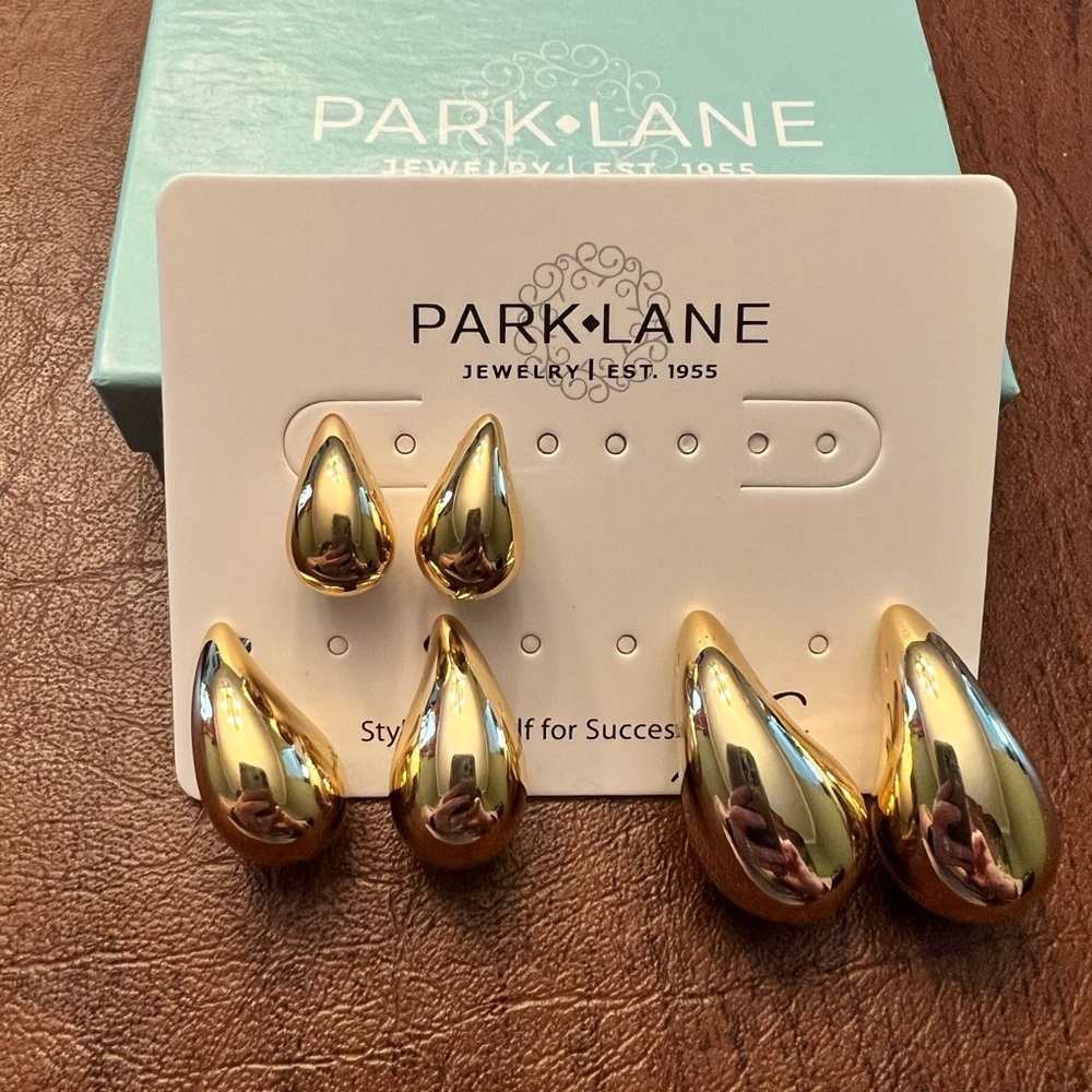 Gold Teardrop Earrings | 3 Earring Set | 5/8”, 7/8”, 1 1/4” | Lightweight | NWT